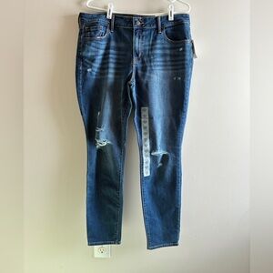 Old Navy Dark Blue Distressed Cropped Jeans